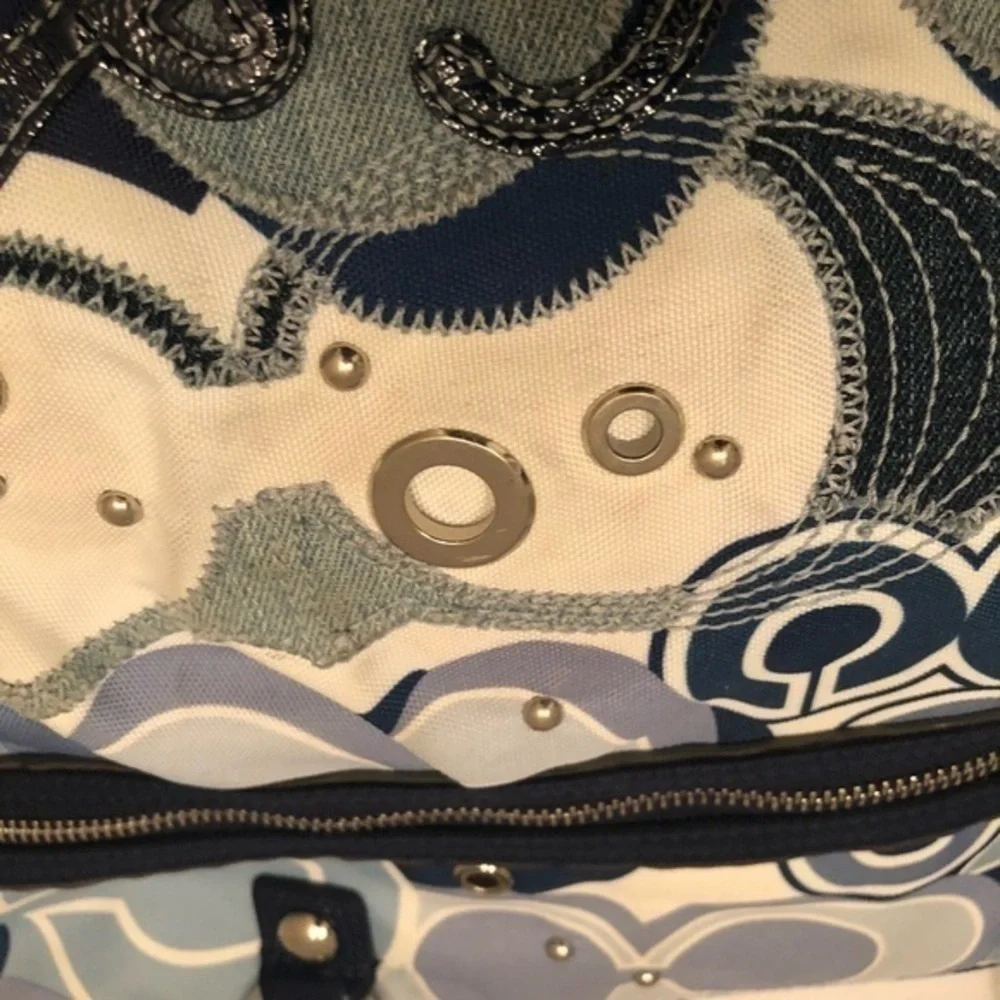 Coach poppy RARE blue c denim appliqué tote bag